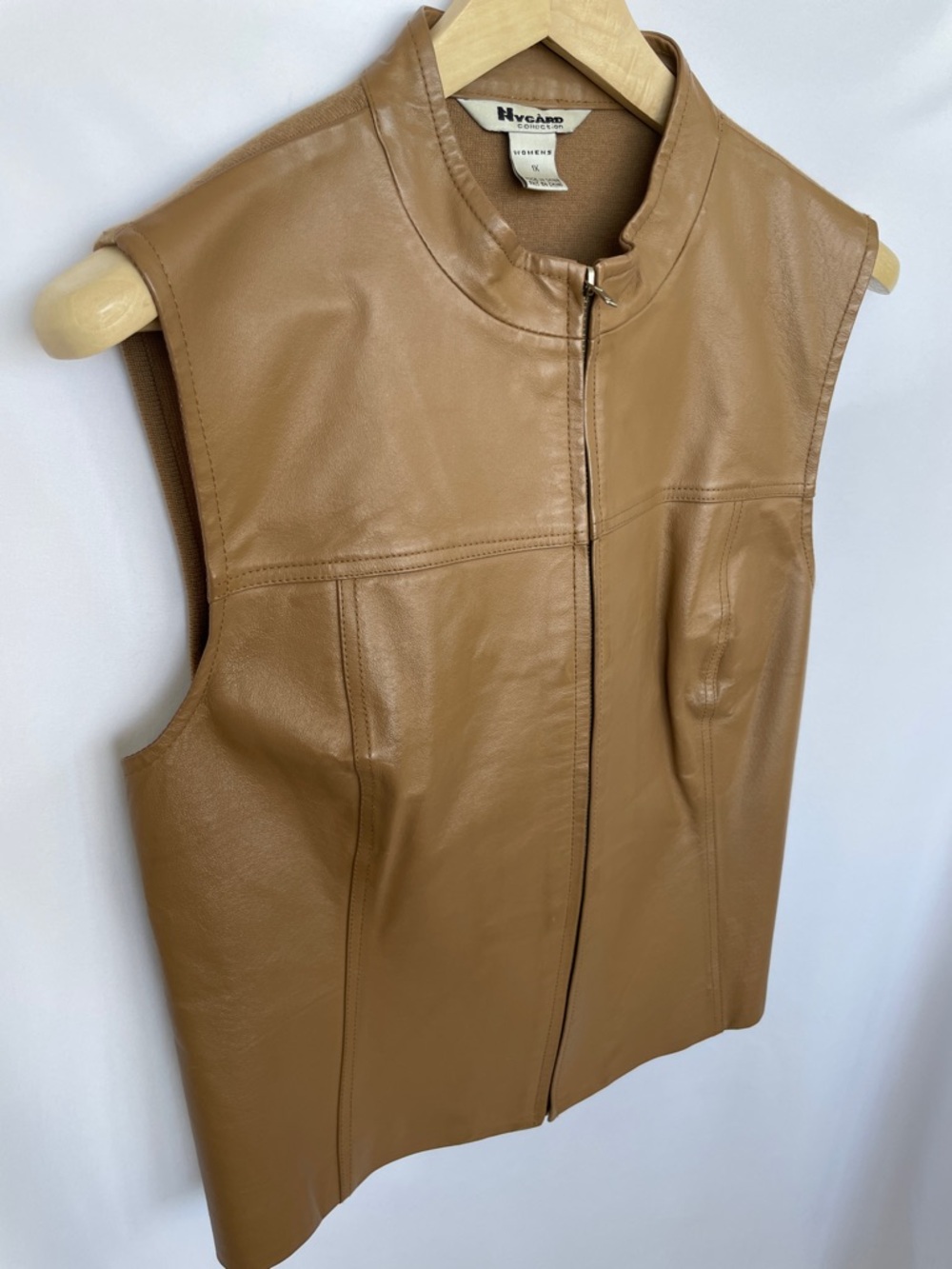 Nygard Tan Leather Sleeveless Zip-Up Vest Size 1X